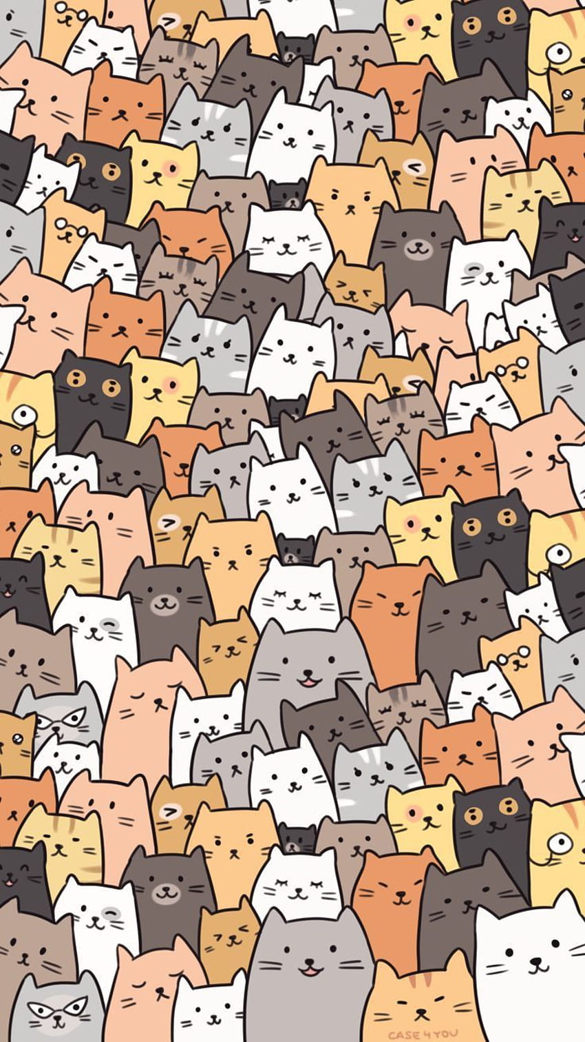 Cat doodle 3. Telefone de gato, Padrão de gato, Engraçado Papel de parede de celular HD
