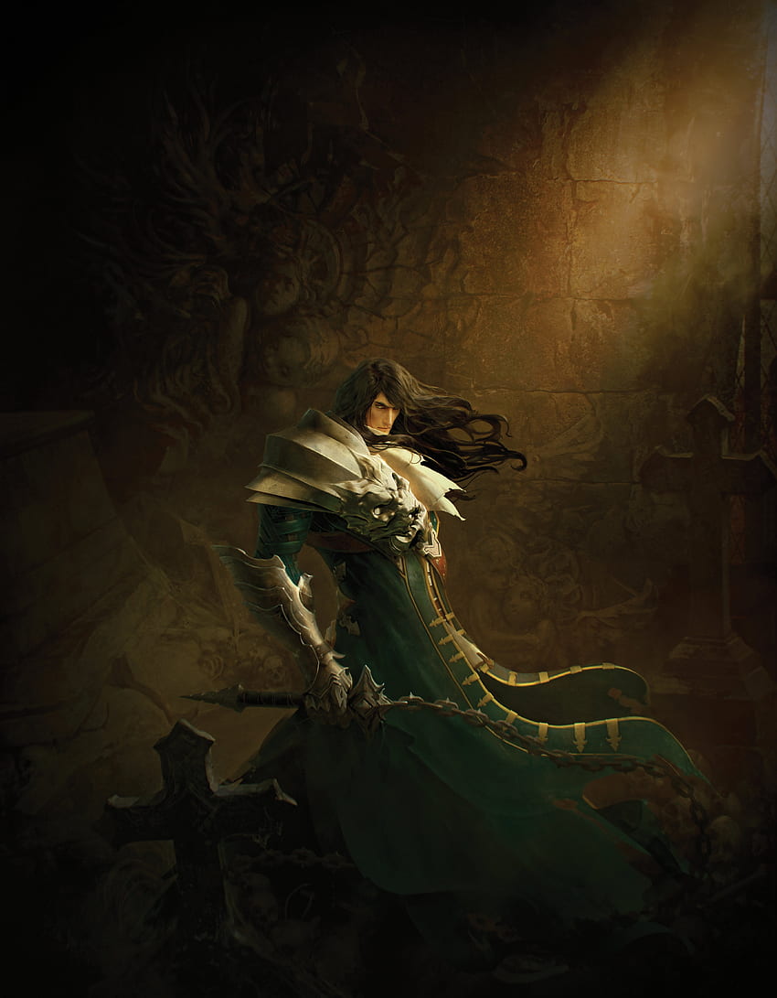 Castlevania Lords of Shadow, Spiegel des Schicksals, männliche Tagme-Trevor-Belmont-Waffe. HD-Handy-Hintergrundbild