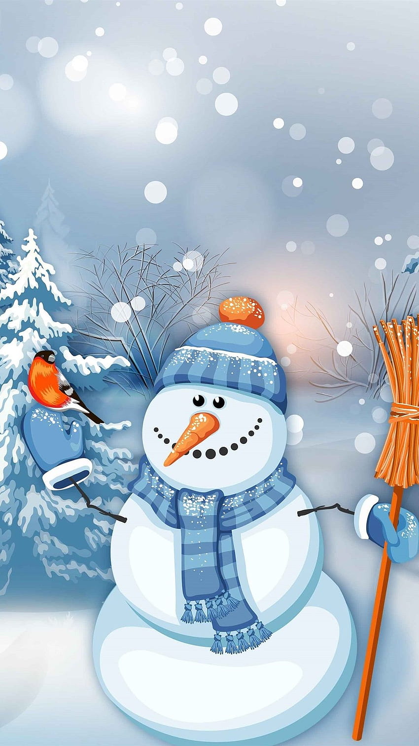 Snowman Winter Snow Trees Art IPhone 8 7 6 HD phone wallpaper  Pxfuel