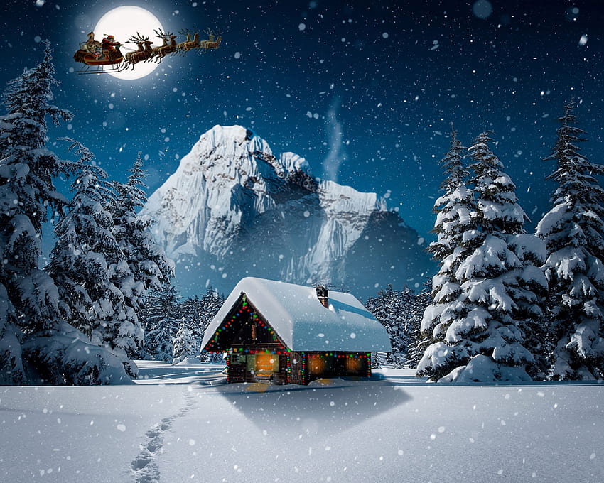 Christmas Winter , Holidays, Landscape, Night, Design, Fantasy • For You For & Mobile HD wallpaper