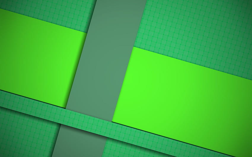 desain material, hijau dan abu-abu, garis, Hijau Geometris Wallpaper HD