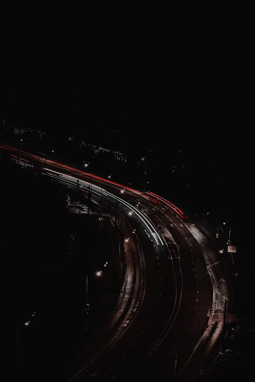 Night, Dark, Road, Long Exposure, Neon HD phone wallpaper