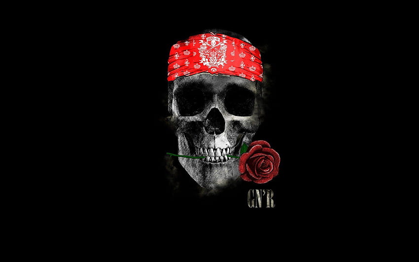 skull, Rose, Minimalism, Guns N&039; Roses, GNR, Headband, Minimalist Rose HD wallpaper