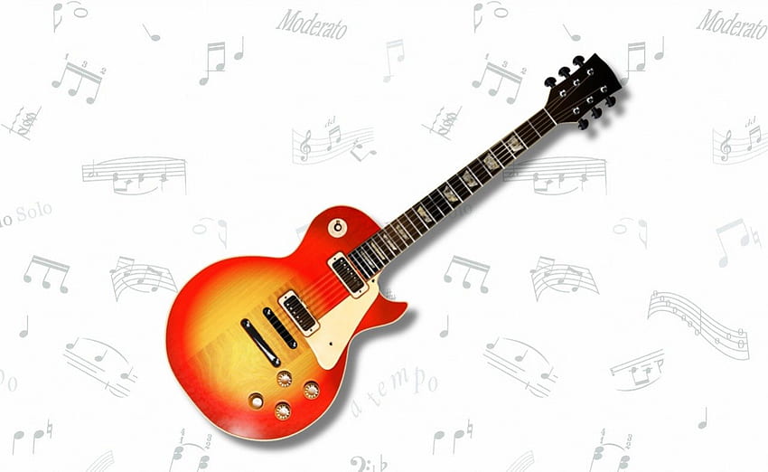 Gold/Orange Guitar F2, artwork, wide screen, music, instrument, painting, art, guitar HD wallpaper