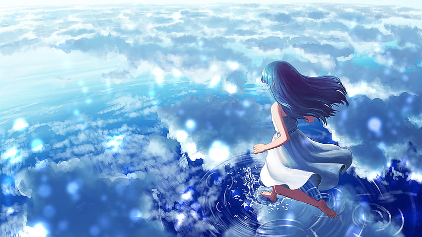 Anime Girl, Clouds, Water, Walking On Water - Maiden HD wallpaper | Pxfuel