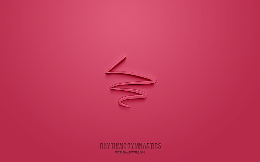 rhythmic gymnastics 3d icon, pink background, 3d symbols, rhythmic gymnastics, business icons, 3d icons, rhythmic gymnastics sign, business 3d icons HD wallpaper