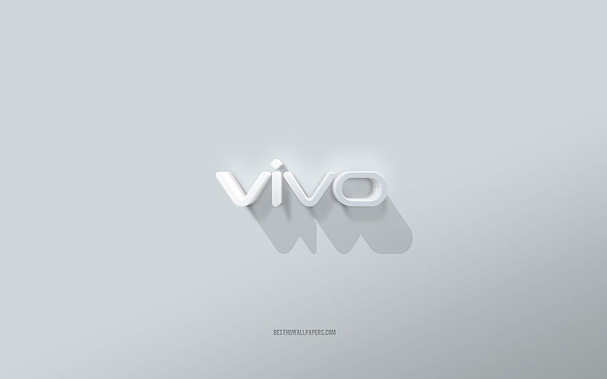 โลโก้ Vivo, พื้นหลังสีขาว, โลโก้ Vivo 3 มิติ, ศิลปะ 3 มิติ, Vivo, สัญลักษณ์ Vivo 3 มิติ วอลล์เปเปอร์ HD