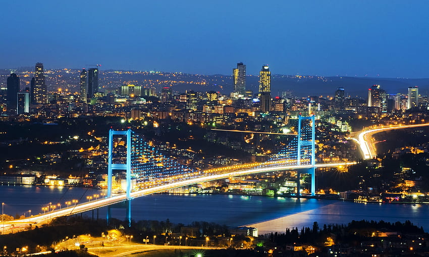ボスポラス海峡 ボスポラス橋 イスタンブール トルコ 夜 - 解像度: 高画質の壁紙