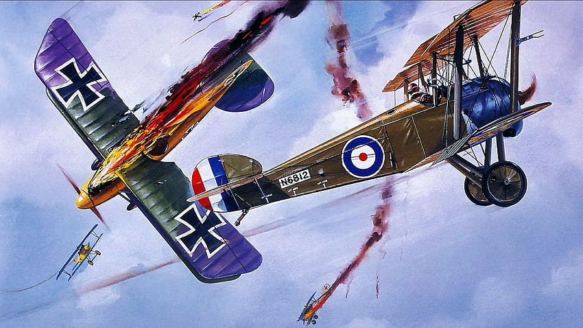 Weltkrieg ein Flugzeug. Flugzeugkunstmalerei des 1. Weltkriegs, WW1 HD-Hintergrundbild