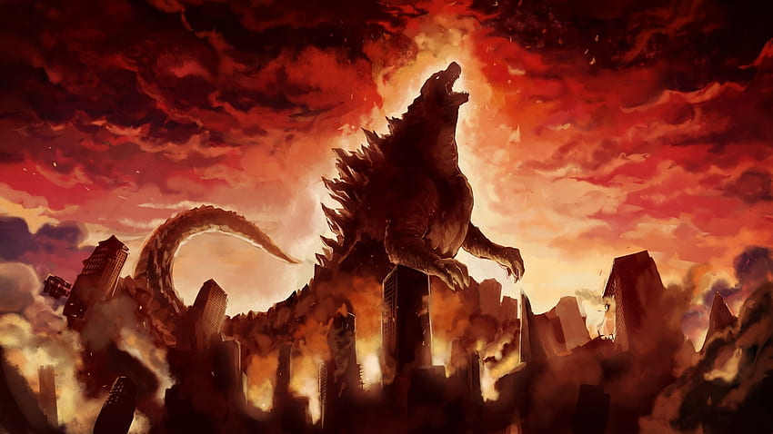 Godzilla, a monster, artwork HD wallpaper