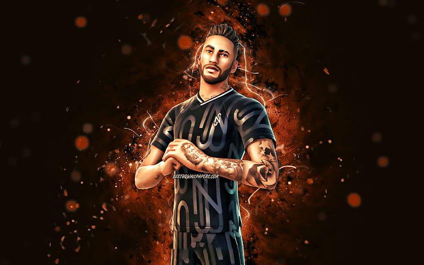 Second Style Neymar, , brown neon lights, Fortnite Battle Royale, Fortnite characters, Second Style Neymar Skin, Fortnite, Second Style Neymar Fortnite HD wallpaper