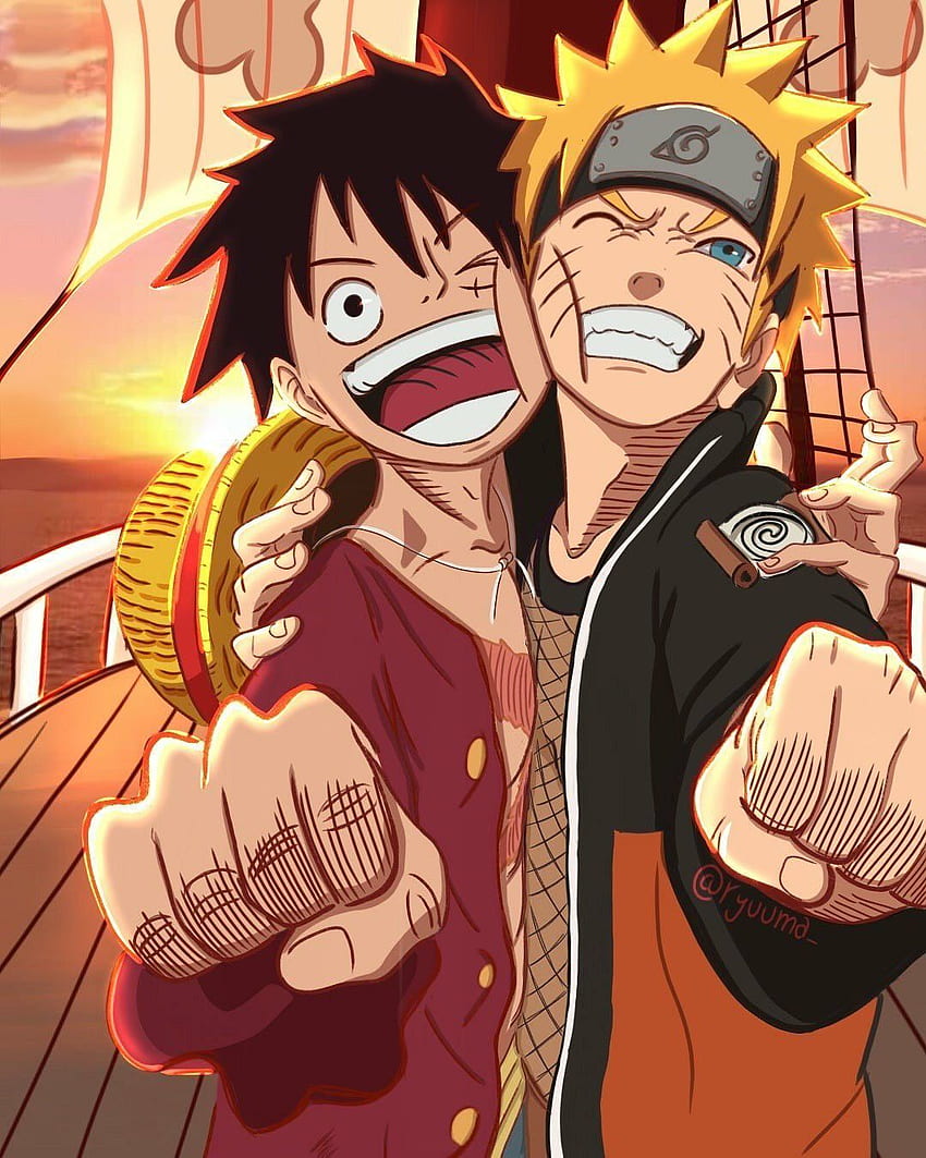 Luffy X Naruto. Anime manga de una pieza, One Piece vs Naruto fondo de pantalla del teléfono