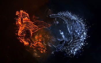 fire and water abstract wallpaper