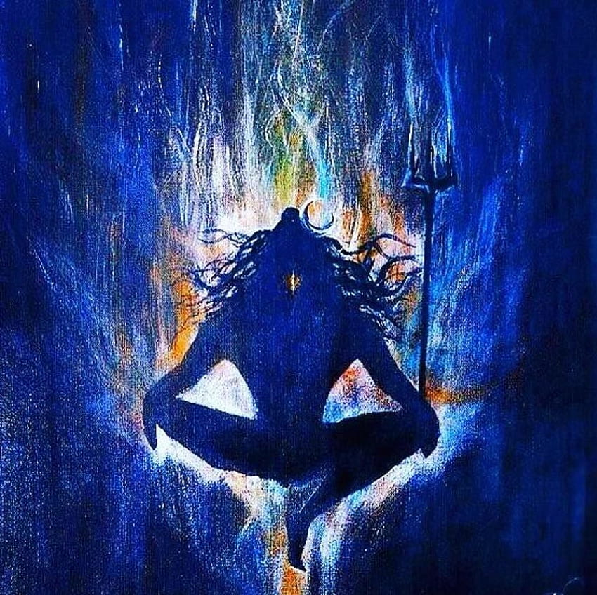 Buy Shiva in meditation Handmade Painting by ANUPAMA MACHAVOLU.  Code:ART_9008_74582 - Paintings for Sale online in India.