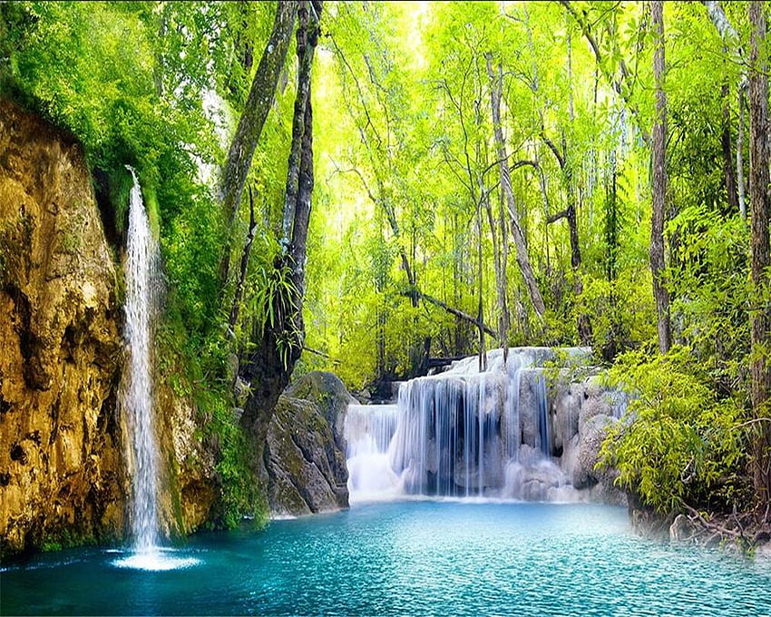 US $8.85 41% OFF. Beibehang 3D Waterfall Scenery Wall Paper 3 D Sitting Room The Bedroom TV Setting For Walls 3 D In, 3D River HD wallpaper