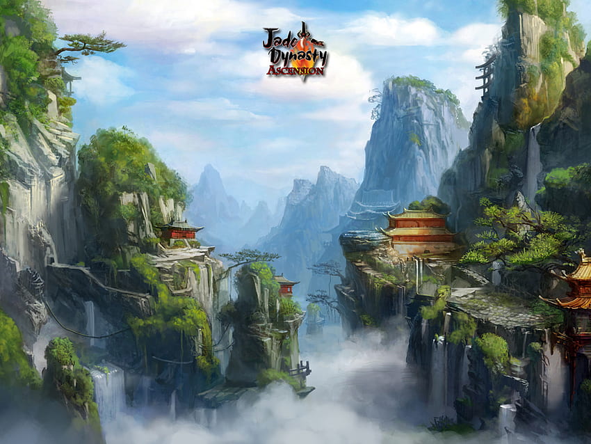 Jade Dinasty, paysage, dinasty, jade, cascade, montagne Fond d'écran HD