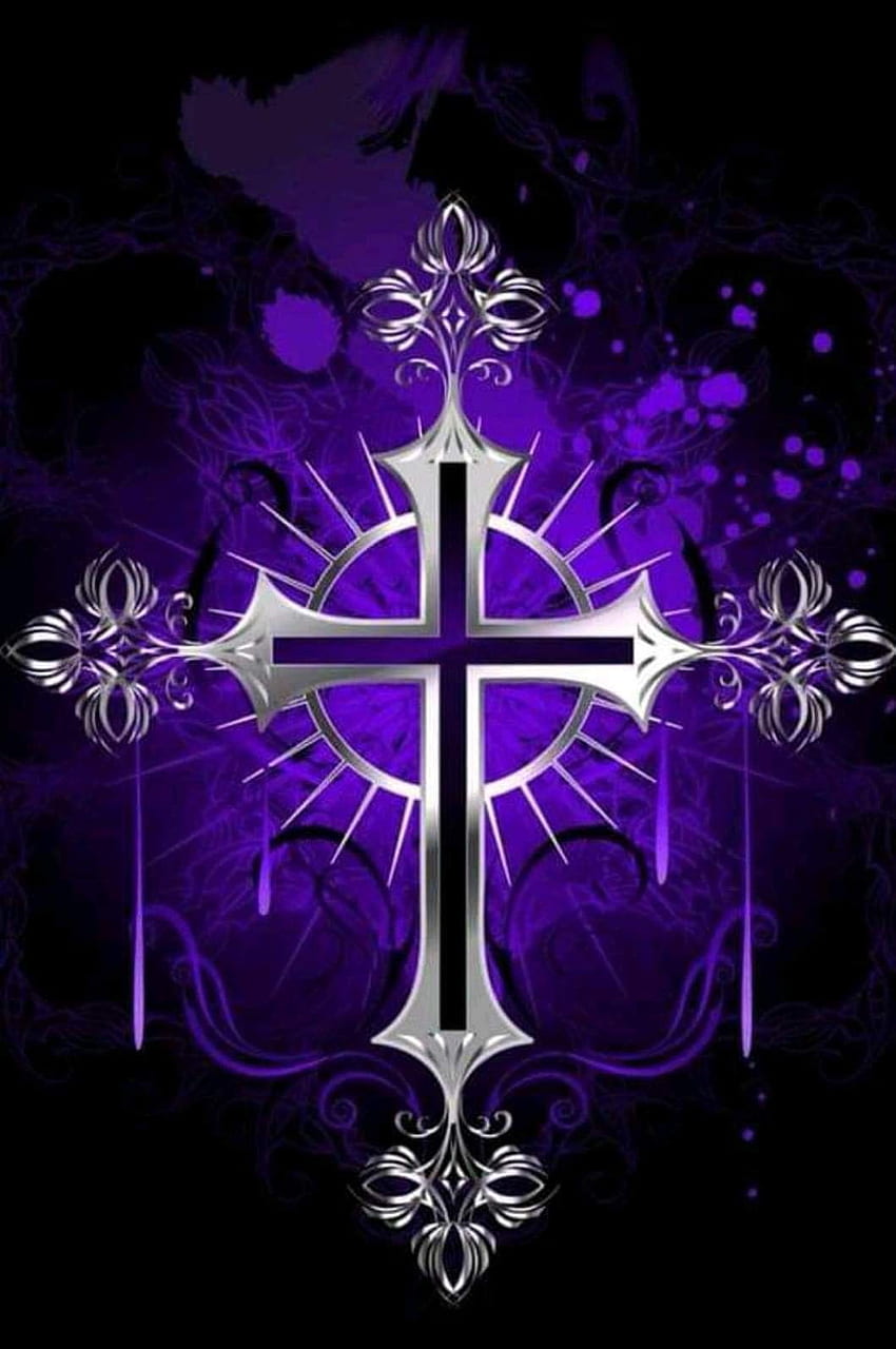 Wanda Edwards LaRoche na fioletowo. Krzyż, sztuka Ducha Świętego, piękne tło Tapeta na telefon HD