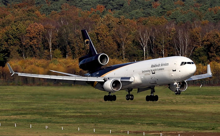 McDonnell Douglas-MD, árboles, avión, aterrizaje, McDonnell fondo de pantalla