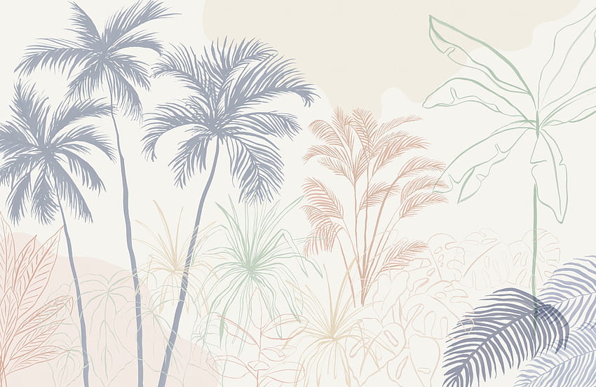 Minimalistische tropische in Pastell, Pastelllandschaft HD-Hintergrundbild