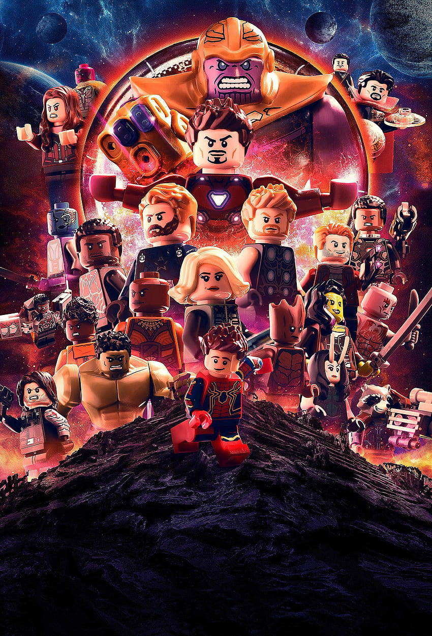 Póster Lego Vengadores Infinity War. Marvel 'n' divertido, LEGO Thanos fondo de pantalla del teléfono