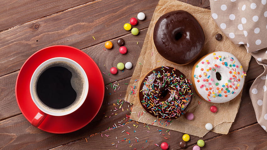 Coffee, donuts, dessert U HD wallpaper