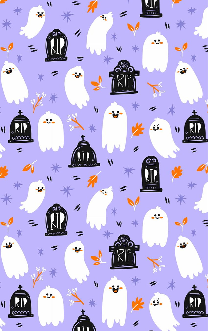 Lindo Halloween Púrpura, Spooky Cute fondo de pantalla del teléfono