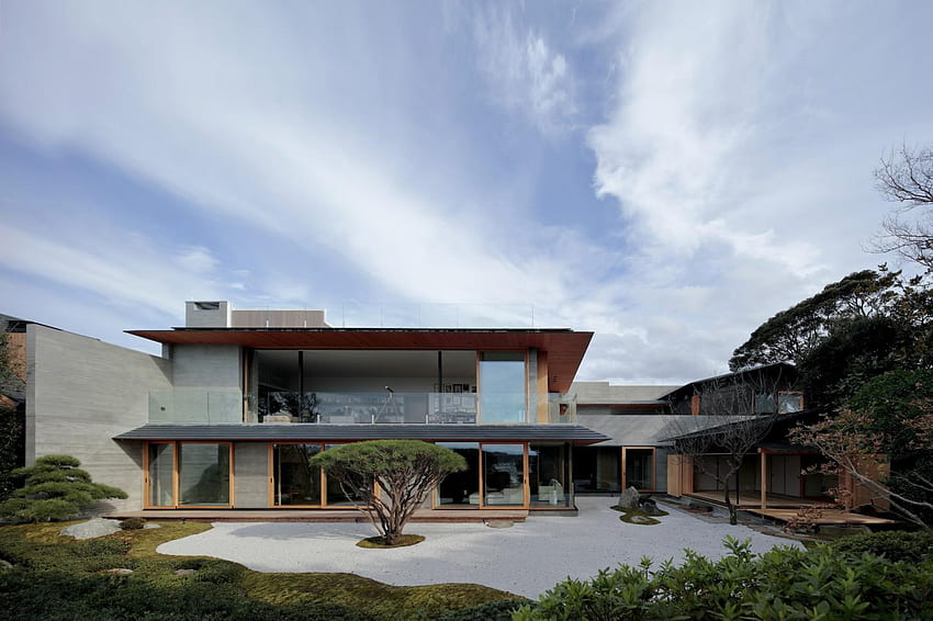 Japon kültürü, manzaralı Kamakura'daki ev tasarımını etkiler. *, Deniz kıyısı kasabası HD duvar kağıdı