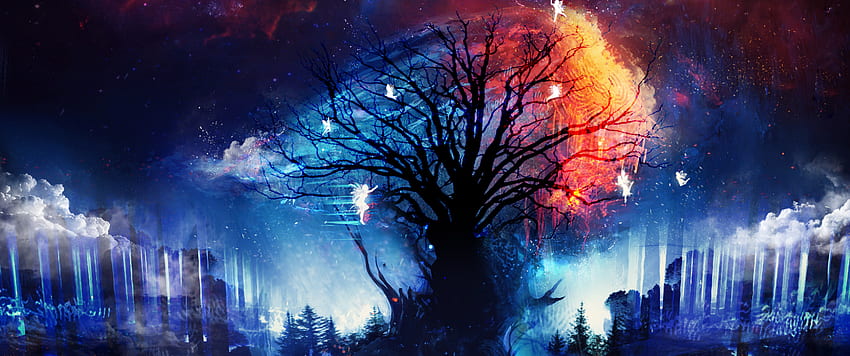 Fantasy World, Fairies, Tree, Nebula - Maiden, 3440X1440 Nebula HD ...