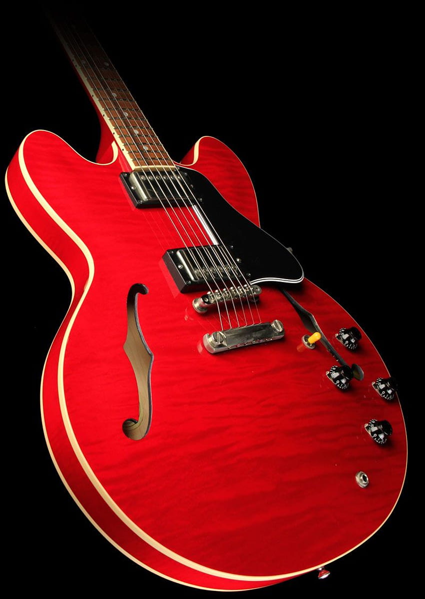 Guitarra eléctrica Gibson ES 335 con tapa figurada Heritage Cherry Usada, Gibson 335 fondo de pantalla del teléfono