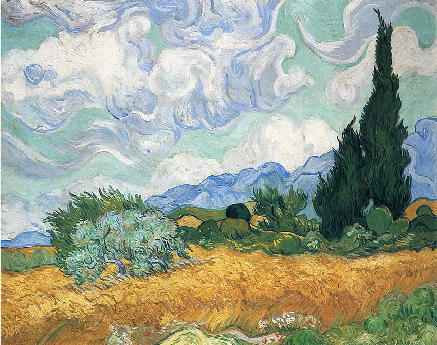Weizenfeld mit Zypresse - Vincent Van Gogh, Van Gogh Portrait HD-Hintergrundbild