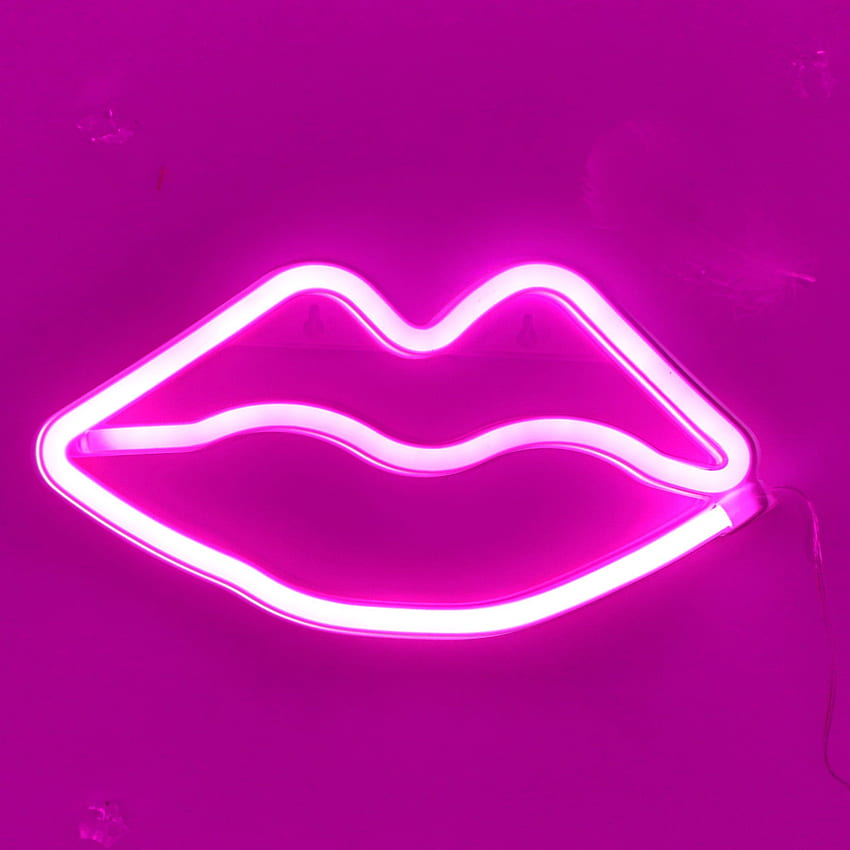 TONGER® Pink Lips Wall LED Neon Light Sign. Pink neon sign, Neon lips ...