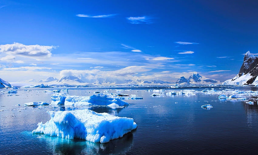 Tło Antarktydy. Antarktyda, góra lodowa Antarktyda i światło słoneczne Antarktyda, noc Antarktydy Tapeta HD
