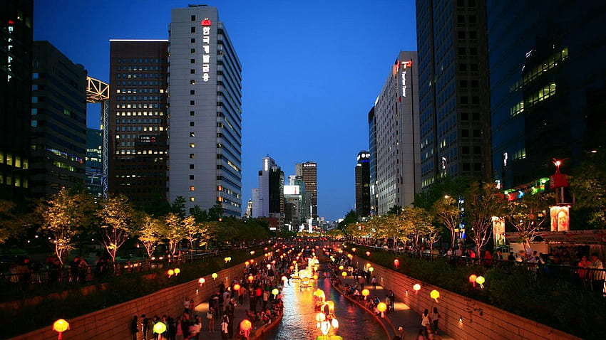Kota, Malam, Asia, Kota, Lampu Kota, Seoul, Korea Selatan, Korea Wallpaper HD