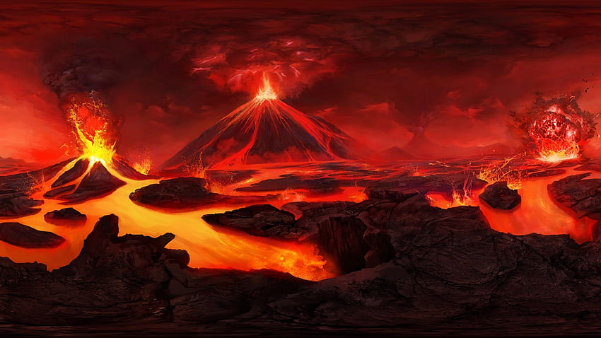 Vulkan, Kunst, Lava, Blitz - Vulkanhintergrund - & Hintergrund, Vulkane HD-Hintergrundbild