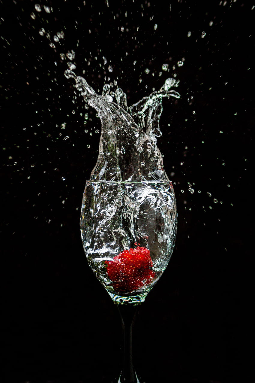 Erdbeere, Splash, Weinglas, Kelch HD-Handy-Hintergrundbild