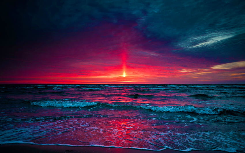 Ocean Purple Sunset HD тапет