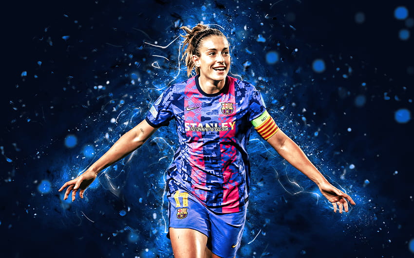 Alexia Putellas, , 2022, FC Barcelona, ​​​​ไฟนีออนสีน้ำเงิน, นักฟุตบอลฝรั่งเศส, LaLiga, Barca, Barcelona FC, ฟุตบอลหญิง, Alexia Putellas, ฟุตบอล, Alexia Putellas Barcelona, ​​​​ฟุตบอล, La Liga, FCB วอลล์เปเปอร์ HD