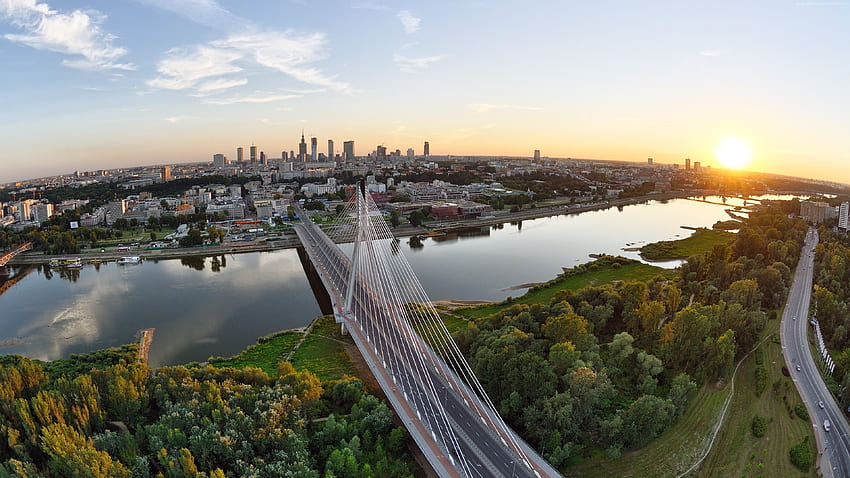 Варшава, , , Полша, Висла, река, мост, Полша Природа HD тапет
