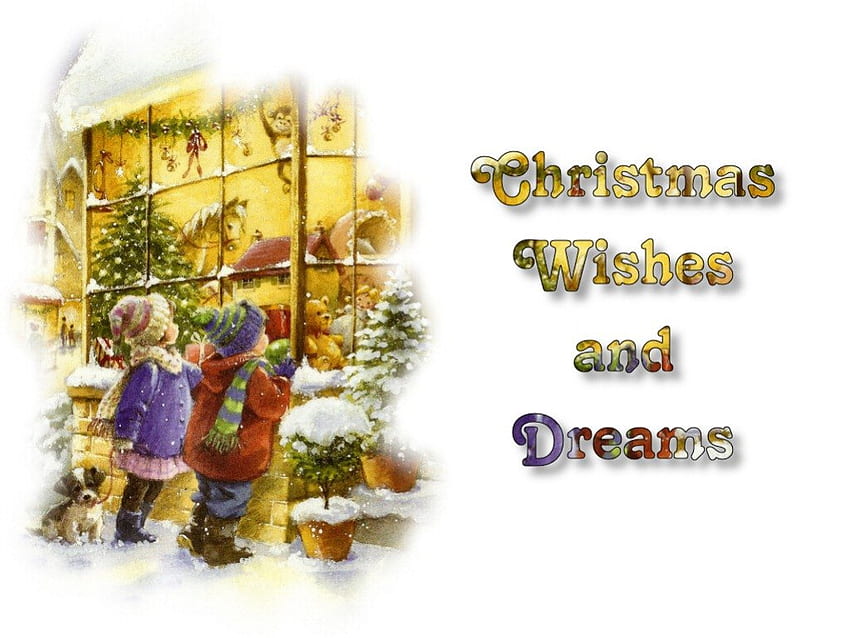 Christmas Wishes and Dreams 2, bambini, arte, gesù, illustrazione, opera d'arte, occasione, vacanza, natale, dicembre, salvatore, negozio di giocattoli Sfondo HD