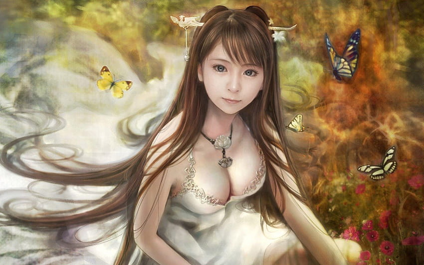 Autumn Girl, opere d'arte, illustrazioni di personaggi cg, ragazza fantasy Sfondo HD