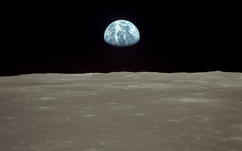 地球の出。 地球の出、三日月の地球の出と月の出、月からの地球 高画質の壁紙