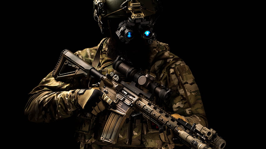 Special Forces, Helmet, Assault Rifle IPhone 11 Pro XS Max , Background HD wallpaper