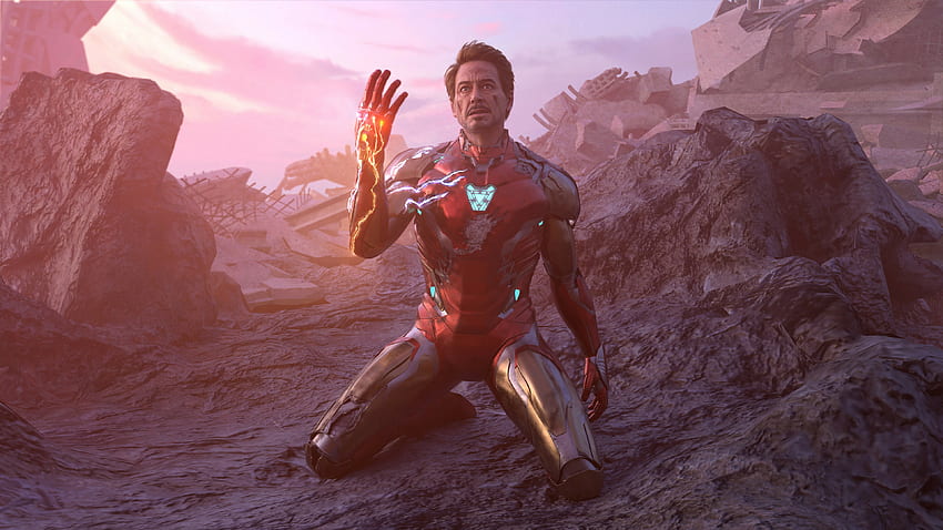 Tony Stark with infinity stones, movie art HD wallpaper