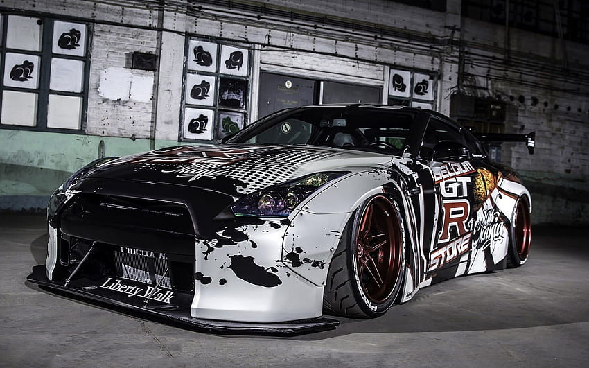 Modified White And Black Nissan GT R R35, Nissan, Datsun, GTR R35 HD wallpaper