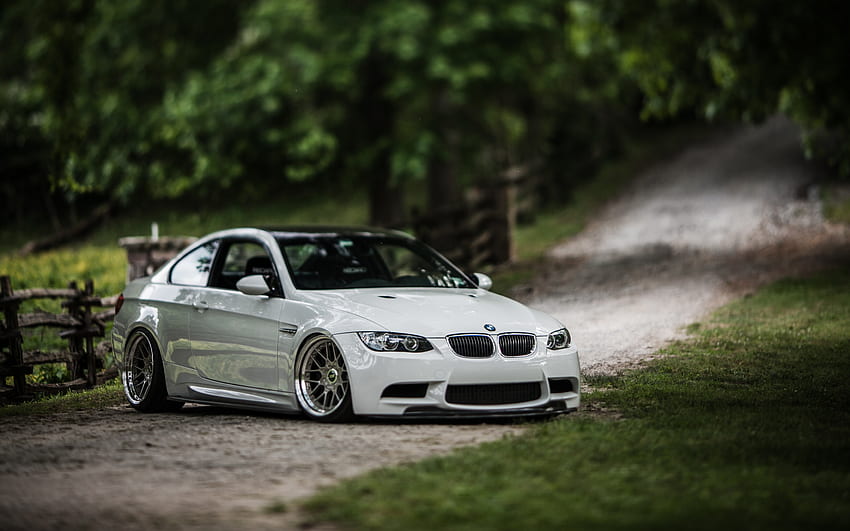 BMW M3, E92, exterior, stance M3, white M3 E92, tuning BMW E92, German cars, BMW HD wallpaper