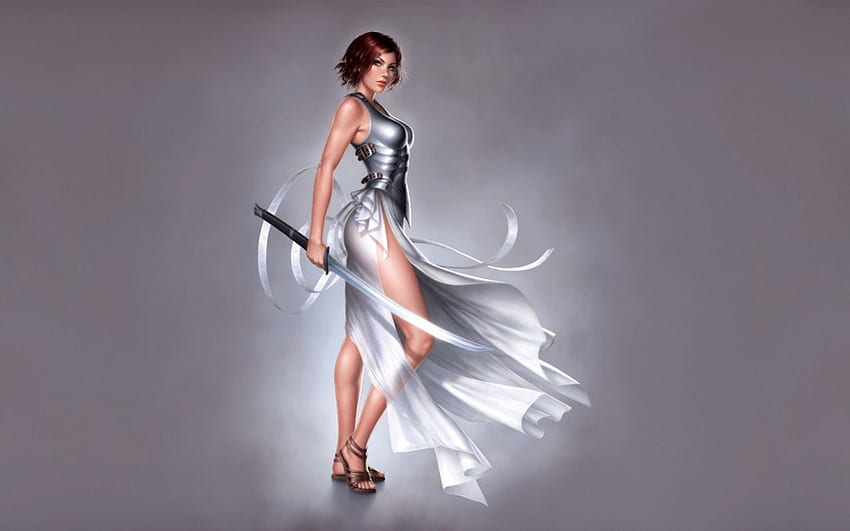 Wanita dengan pedang, wanita, pedang, perak, cantik, tampan, prajurit Wallpaper HD