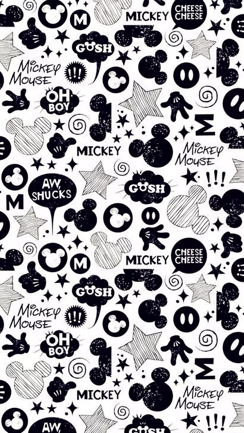 Blanco y negro, Mickey Mouse y - Disney Blanco y negro fondo de pantalla del teléfono
