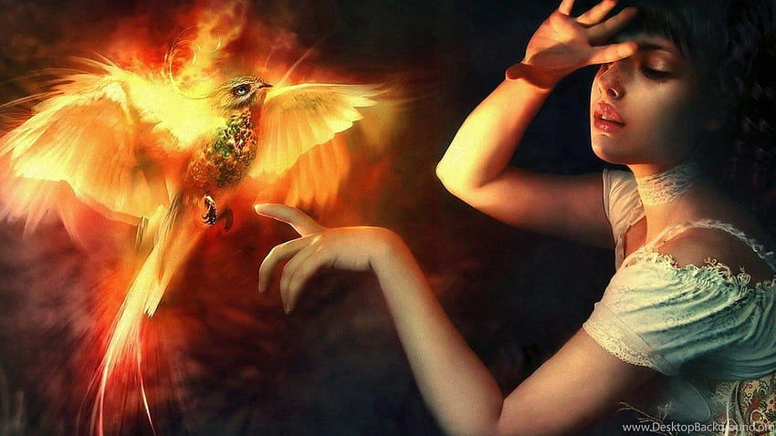 Girl And Phoenix 1600 X 1200 Fantasy Fairy Dragon. Background HD wallpaper