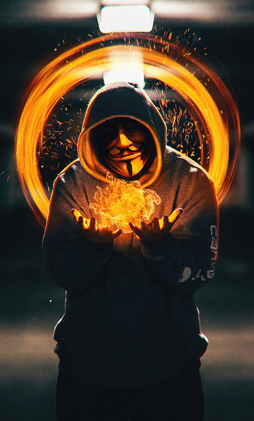 Flame In Hand Trick Anonymous iPhone , , Background, and , Fire Hand HD phone wallpaper