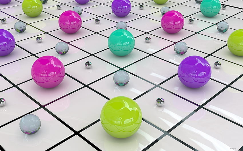 Bright, 3D, Glass, Balls HD wallpaper